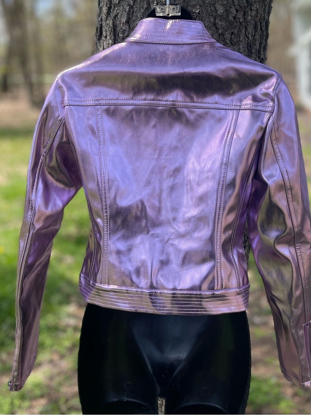 NEW Custom Generation KISS Dolls Kill Pink Metallic Drama Moto Biker Jacket XS - Picture 3 of 14
